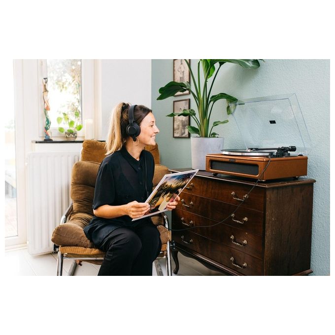 Lenco LS-430BN Giradischi Bluetooth con Altoparlanti Integrati 40 W Trasmissione a Cinghia 33 e 45 giri Preamplificatore RCA AUX colore Marrone