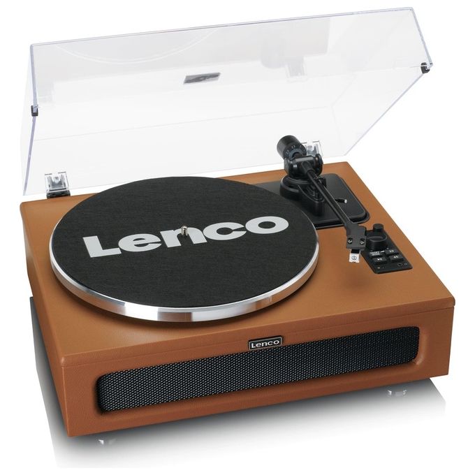 Lenco LS-430BN Giradischi Bluetooth con Altoparlanti Integrati 40 W Trasmissione a Cinghia 33 e 45 giri Preamplificatore RCA AUX colore Marrone