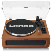 Lenco LS-430BN Giradischi Bluetooth con Altoparlanti Integrati 40 W Trasmissione a Cinghia 33 e 45 giri Preamplificatore RCA AUX colore Marrone