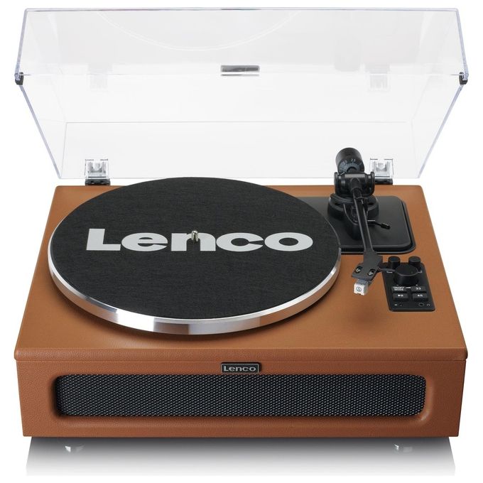 Lenco LS-430BN Giradischi Bluetooth con Altoparlanti Integrati 40 W Trasmissione a Cinghia 33 e 45 giri Preamplificatore RCA AUX colore Marrone