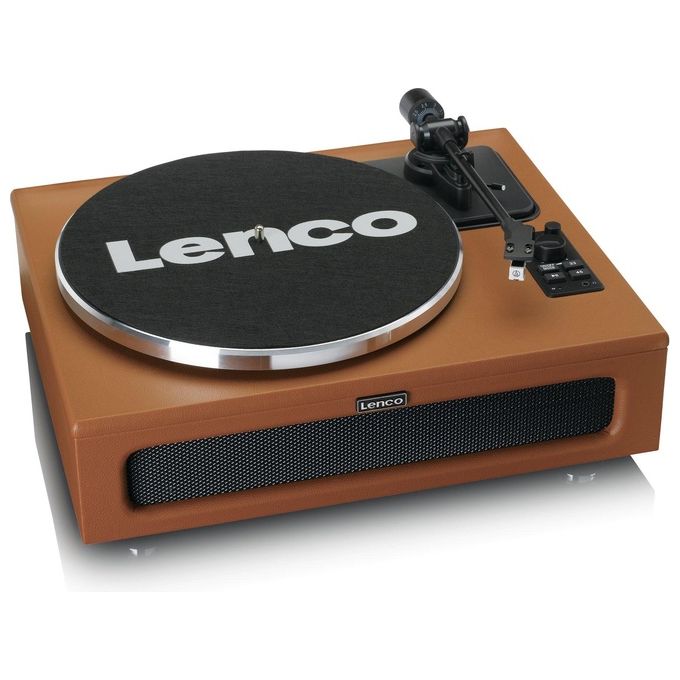 Lenco LS-430BN Giradischi Bluetooth con Altoparlanti Integrati 40 W Trasmissione a Cinghia 33 e 45 giri Preamplificatore RCA AUX colore Marrone