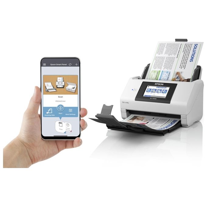 Epson B11B265401 WorkForce DS-790WN Scanner documentale a foglio con ADF fronte retro 100 fogli Wi-Fi Ethernet USB 3.0 touchscreen 10,9 cm colore Nero Bianco