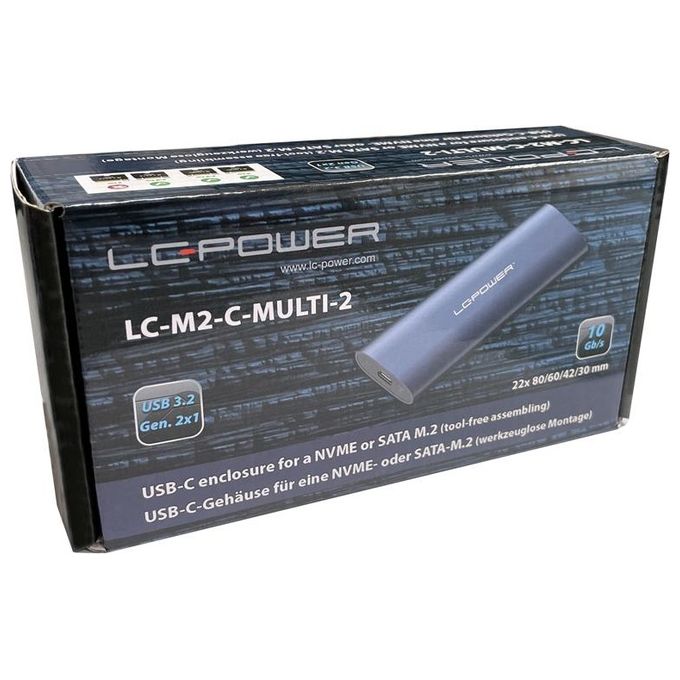 LC-Power LC-M2-C-MULTI-2 Contenitore di Unita' di Archiviazione Box Wsterno SSD Antracite M.2