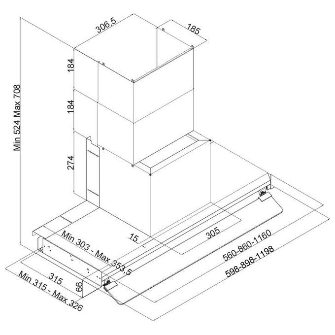 Silverline 3129 INSIDE 1 Cappa Sottopensile Integrata 60 cm 465 m³-h Classe C 64 dB Tiro a effetto colore Inox