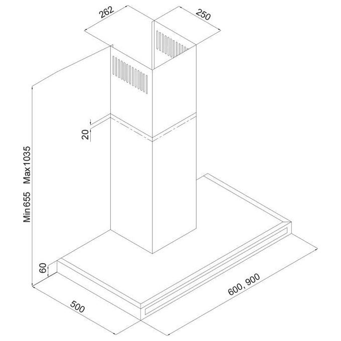 Silverline 3173.9.733.03 Cappa a Parete 90 cm 593 m³-h Classe A 69 dB Touch colore Nero Acciaio Inox