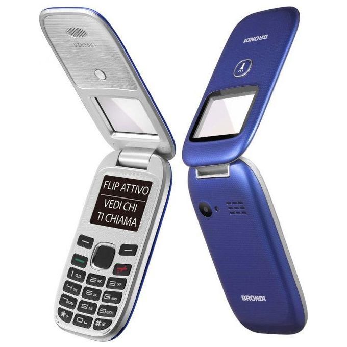Brondi 10278092 Window+ Telefono Cellulare a Conchiglia Flip Attivo Dual SIM Display 1.77'' 1.3 MP colore Blu