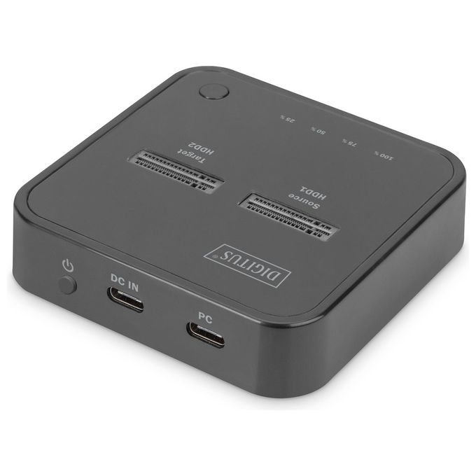 DIGITUS DA-71545 Stazione di Docking Dual M.2 NVMe SSD USB-C 3.2 Gen 2 fino a 10 Gbps Clonazione Offline colore Nero
