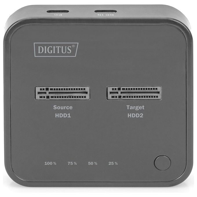DIGITUS DA-71545 Stazione di Docking Dual M.2 NVMe SSD USB-C 3.2 Gen 2 fino a 10 Gbps Clonazione Offline colore Nero
