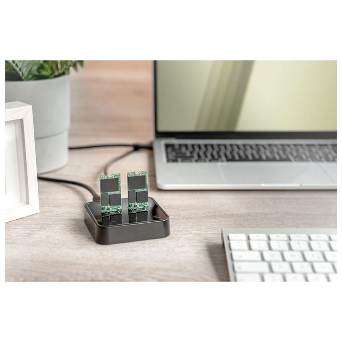 DIGITUS DA-71545 Stazione di Docking Dual M.2 NVMe SSD USB-C 3.2 Gen 2 fino a 10 Gbps Clonazione Offline colore Nero
