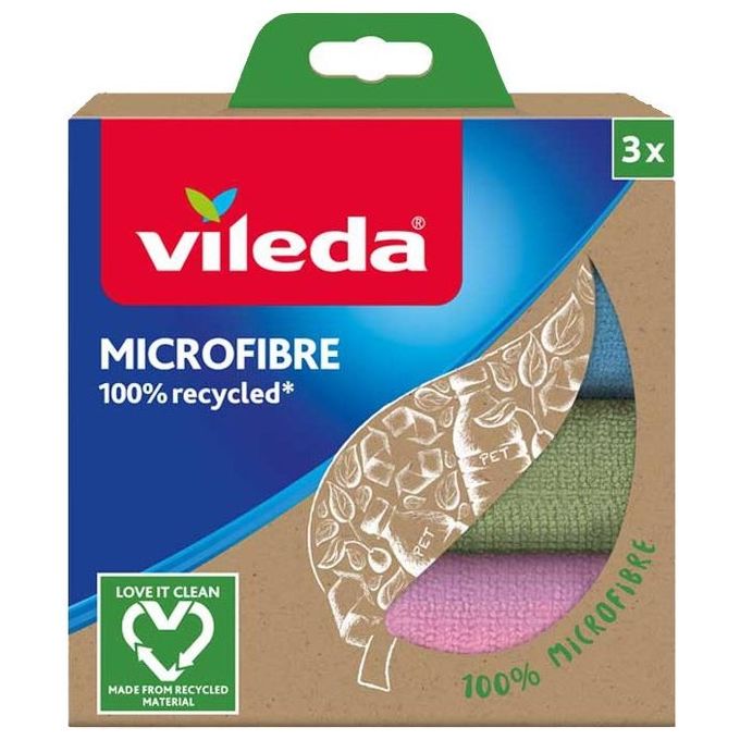 Vileda Microfibre Recycled 3 Panni Multiuso