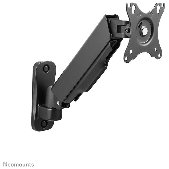 Neomounts WL70-440BL11 Supporto a Parete Full Motion per Monitor e TV 17-32'' VESA 75x75 100x100 mm Regolazione Altezza con Molla a Gas Rotazione 360° Inclinazione -45° +90° colore Nero