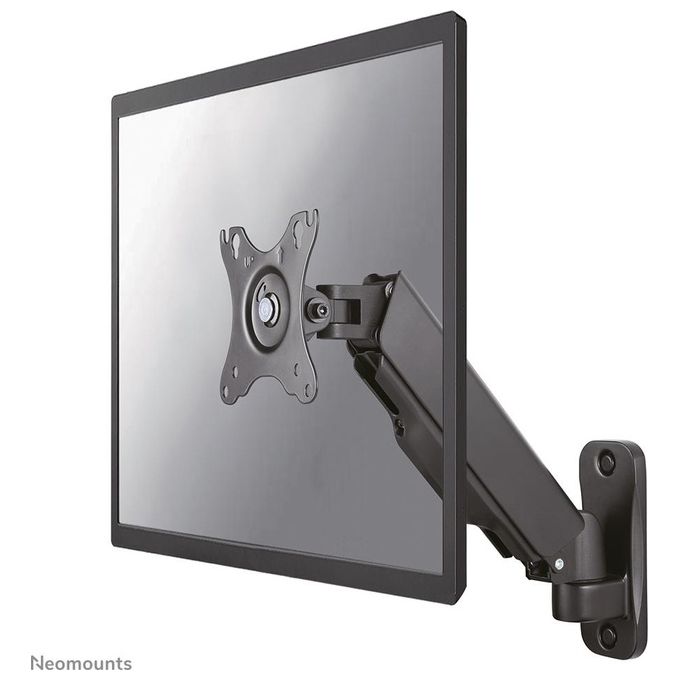 Neomounts WL70-440BL11 Supporto a Parete Full Motion per Monitor e TV 17-32'' VESA 75x75 100x100 mm Regolazione Altezza con Molla a Gas Rotazione 360° Inclinazione -45° +90° colore Nero