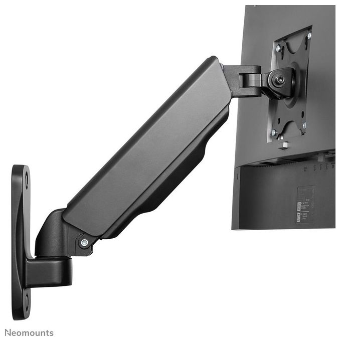Neomounts WL70-440BL11 Supporto a Parete Full Motion per Monitor e TV 17-32'' VESA 75x75 100x100 mm Regolazione Altezza con Molla a Gas Rotazione 360° Inclinazione -45° +90° colore Nero