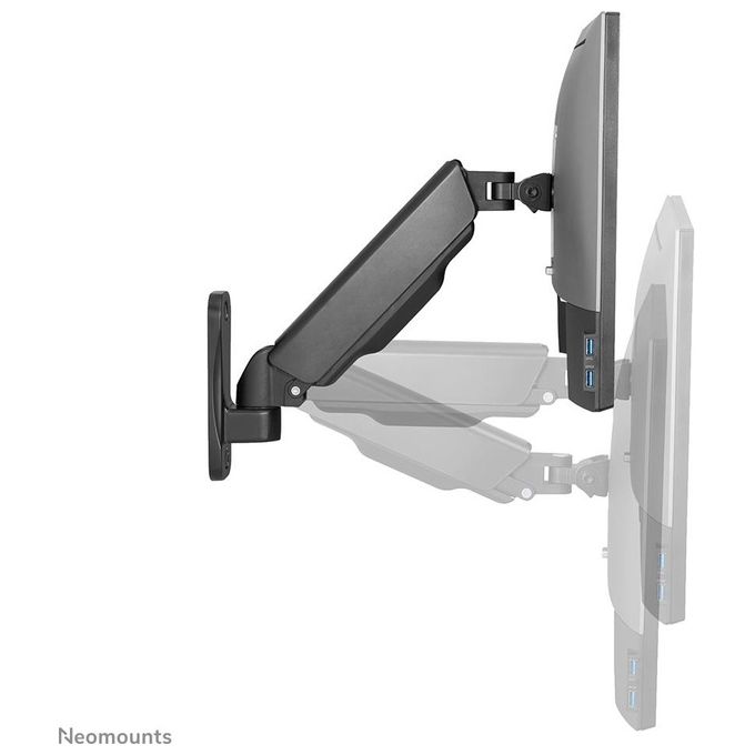 Neomounts WL70-440BL11 Supporto a Parete Full Motion per Monitor e TV 17-32'' VESA 75x75 100x100 mm Regolazione Altezza con Molla a Gas Rotazione 360° Inclinazione -45° +90° colore Nero