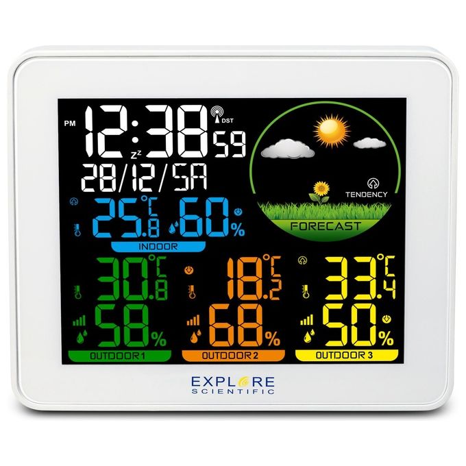 Explore Scientific WSH4005CM3LC2 Stazione Meteo Display Colori 3 Sensori Temperatura Umidita' Barometro Previsioni colore Nero