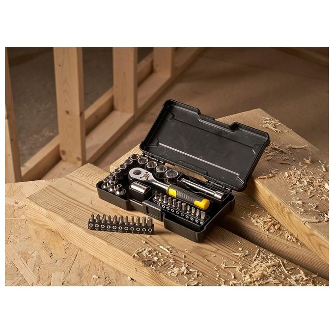 Stanley Set Chiavi a Bussola 1-4'' Compatto 37 Pezzi Nero