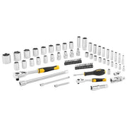 Stanley STMT82831-1 Set di Chiavi a Bussola 72 Pezzi con Cricchetti 1-4'' e 1-2'' 72 Denti Impugnatura Bi-materiale Valigetta Inclusa colore Nero Giallo