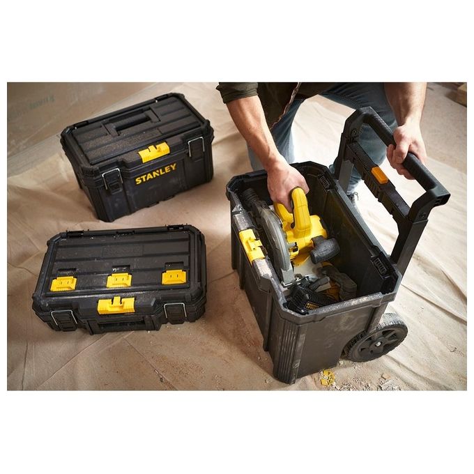 Stanley STST83319-1 Carrello Portautensili Modulare 3 in 1 80 L 45 Kg Maniglia Telescopica Ruote 7'' colore Nero
