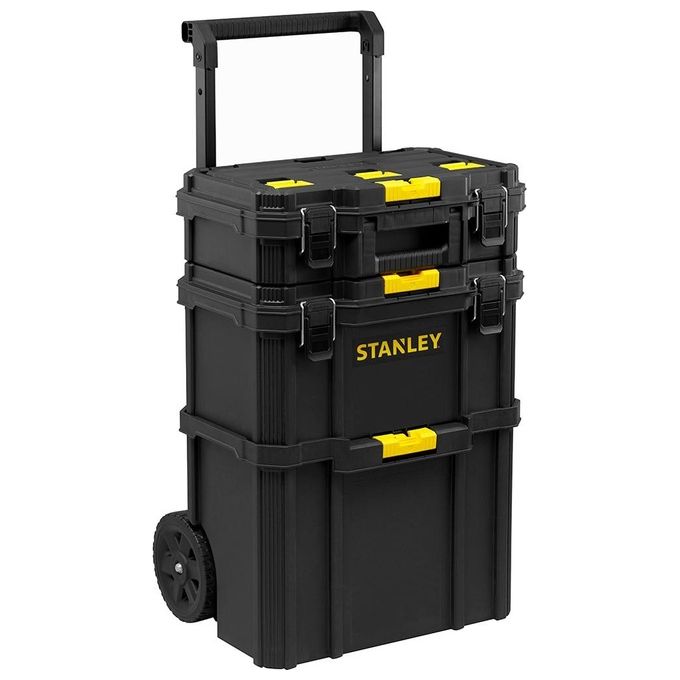 Stanley STST83319-1 Carrello Portautensili Modulare 3 in 1 80 L 45 Kg Maniglia Telescopica Ruote 7'' colore Nero
