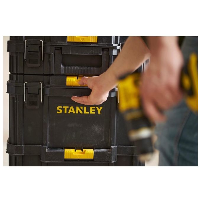 Stanley STST83319-1 Carrello Portautensili Modulare 3 in 1 80 L 45 Kg Maniglia Telescopica Ruote 7'' colore Nero