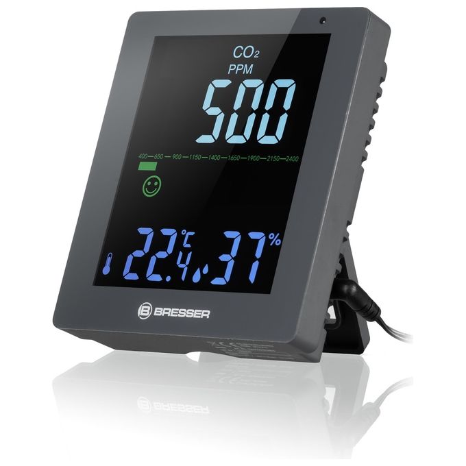 Bresser Optics 7004020QT5000 Monitor Qualita' dell'Aria CO2 con Misurazione Temperatura e Umidita' colore Grigio