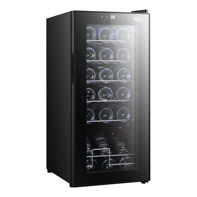Melchioni VERMENTINO 18C Cantinetta Vino con Compressore 18 Bottiglie 50 L 6 Ripiani Cromati Classe G 43 dB Touch colore Nero