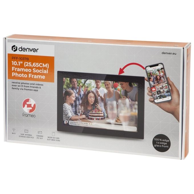 Denver PFF-1037BLACK Frameo Cornice Digitale 10,1'' IPS Touchscreen Wi-Fi 16 GB colore Nero