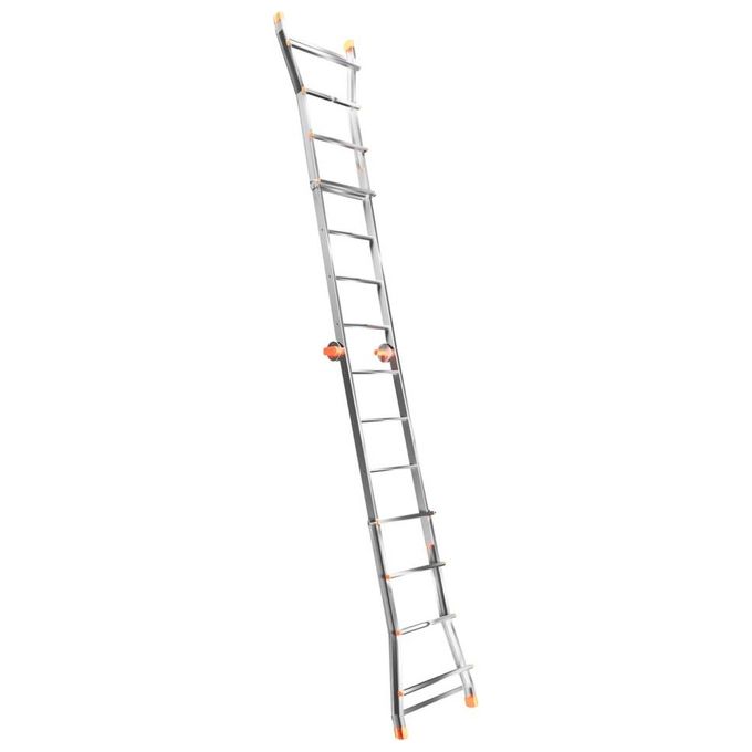 Colombo New Scal PRATIC4+4AA Pratic Scala Pieghevole 8 Gradini Zigrinati 3,6 m 100 Kg Piedini Antiscivolo colore Acciaio Inox