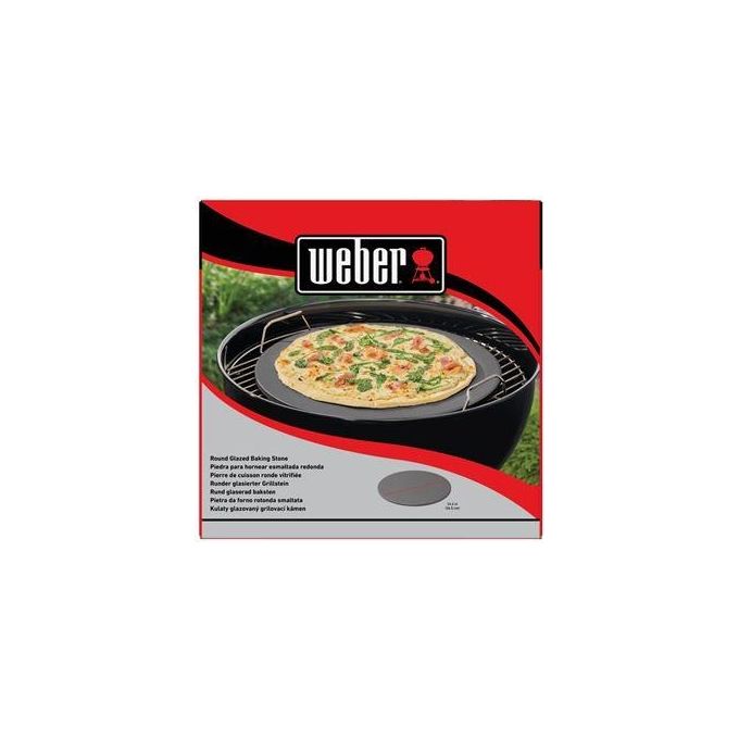 Weber 18412 Pietra Refrattaria per Pizza Rotonda Cordierite Smaltata 36 cm colore Nero