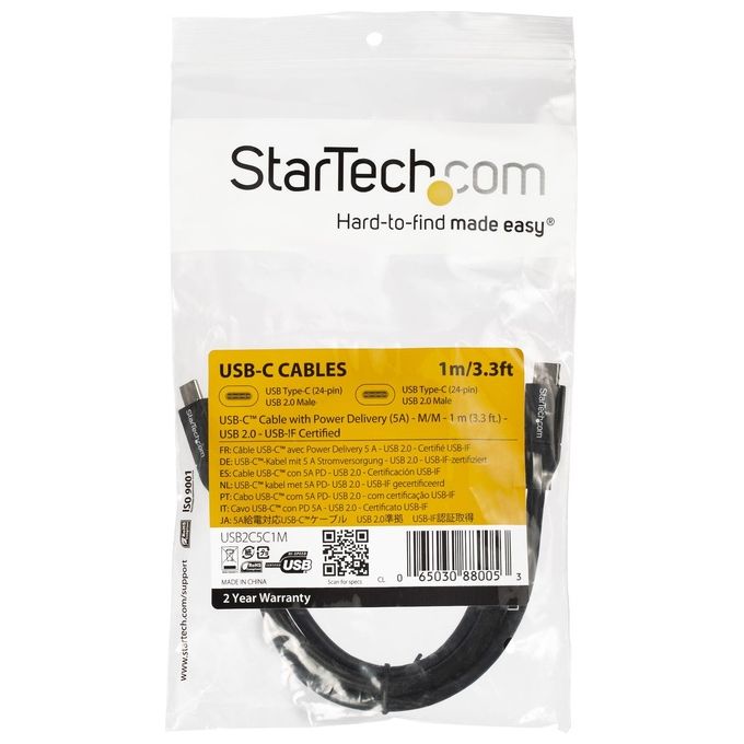 Startech Cavo Usb C Maschio 1mt Nero