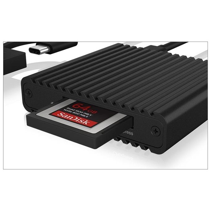 ICY BOX 60929 IB-CR404-C31 Lettore di Schede CFexpress Type-B USB 3.2 Gen 2 fino a 10 Gbit-s Alluminio colore Nero