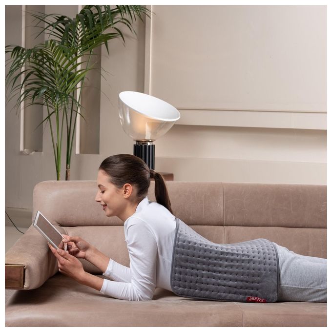 Imetec 16784 Intellisense XL Termoforo Elettrico Extra Large Schiena e Gambe 38x50 cm 5 Temperature 110 W colore Grigio
