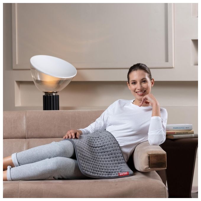 Imetec 16784 Intellisense XL Termoforo Elettrico Extra Large Schiena e Gambe 38x50 cm 5 Temperature 110 W colore Grigio