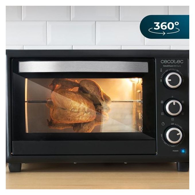 Cecotec 03819 BakeandToast 3090 Black Gyro Fornetto Elettrico da Tavolo 30 L 1500 W 5 Funzioni Girarrosto Classe A colore Nero