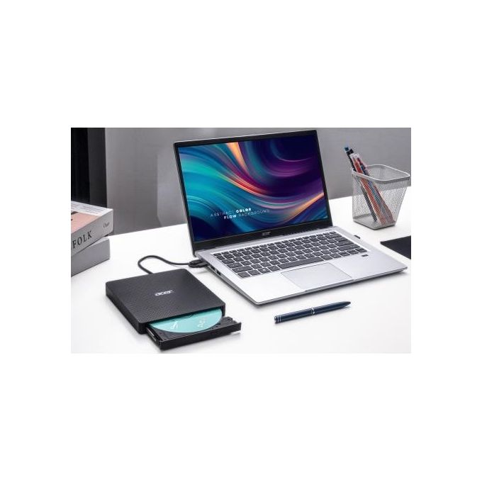 Acer GP.ODD11.001 Masterizzatore CD DVD Portatile DVD±RW USB 3.2 Gen 1 Slot-in M-DISC compatibile Windows Mac colore Nero