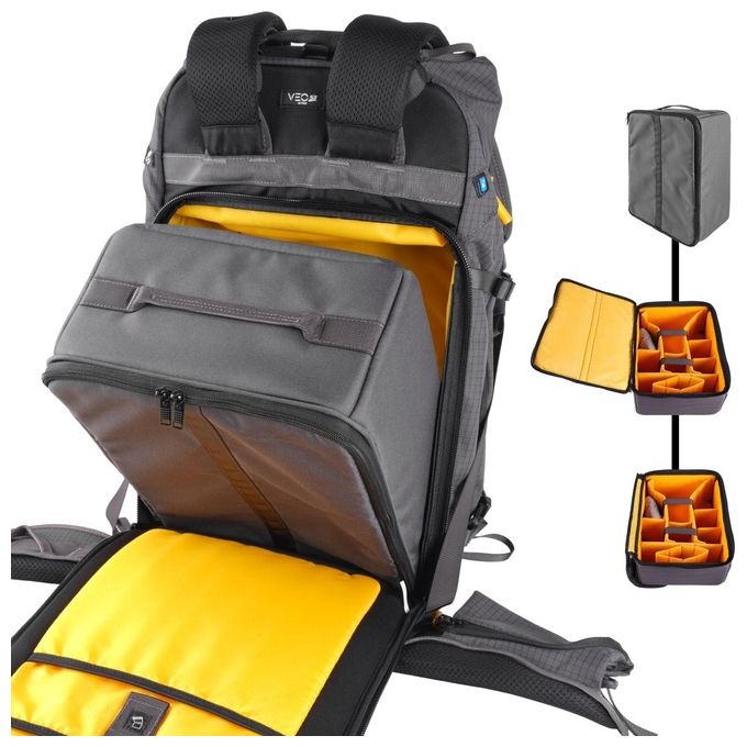 Vanguard VEO ACTIVE46 GY Zaino Fotografico Outdoor 25L Compatibilita' Laptop 14'' Tablet 10'' Porta USB Supporto Treppiede Copertura Antipioggia colore Grigio