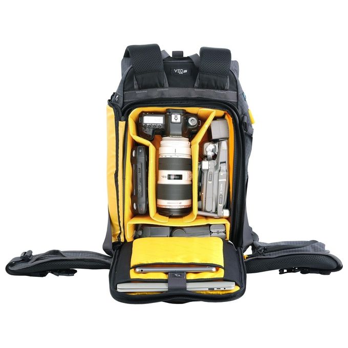 Vanguard VEO ACTIVE46 GY Zaino Fotografico Outdoor 25L Compatibilita' Laptop 14'' Tablet 10'' Porta USB Supporto Treppiede Copertura Antipioggia colore Grigio