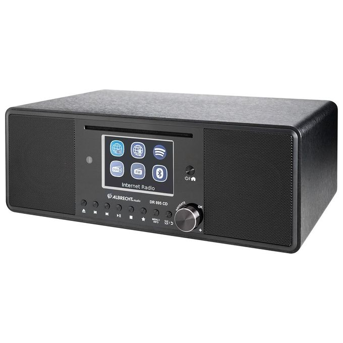 Albrecht 27895 DR 895 CD Radio Portatile Digitale con DAB+ FM Internet Wi-Fi Bluetooth Lettore CD USB Display 4'' TFT 2x15 W colore Nero