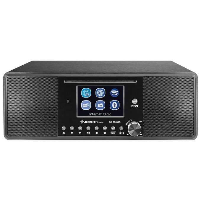 Albrecht 27895 DR 895 CD Radio Portatile Digitale con DAB+ FM Internet Wi-Fi Bluetooth Lettore CD USB Display 4'' TFT 2x15 W colore Nero