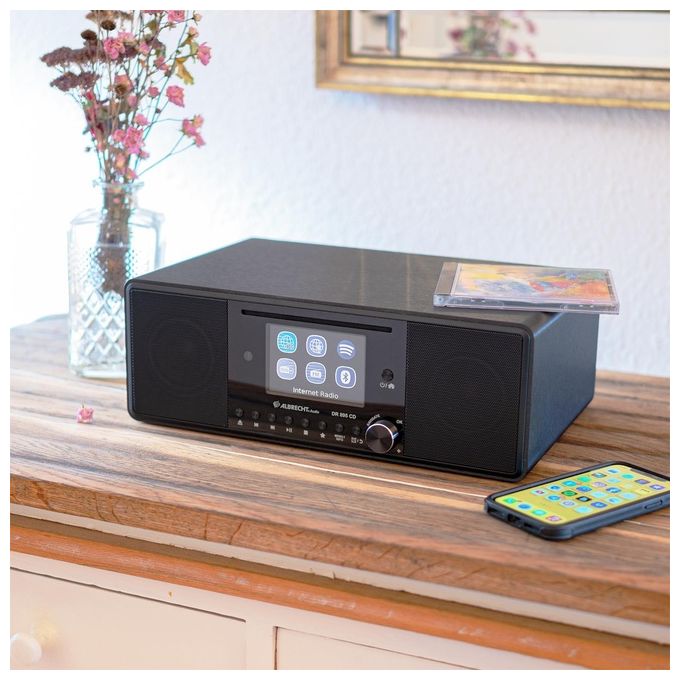Albrecht 27895 DR 895 CD Radio Portatile Digitale con DAB+ FM Internet Wi-Fi Bluetooth Lettore CD USB Display 4'' TFT 2x15 W colore Nero