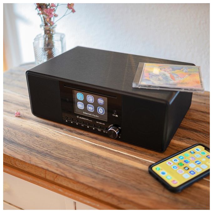 Albrecht 27895 DR 895 CD Radio Portatile Digitale con DAB+ FM Internet Wi-Fi Bluetooth Lettore CD USB Display 4'' TFT 2x15 W colore Nero