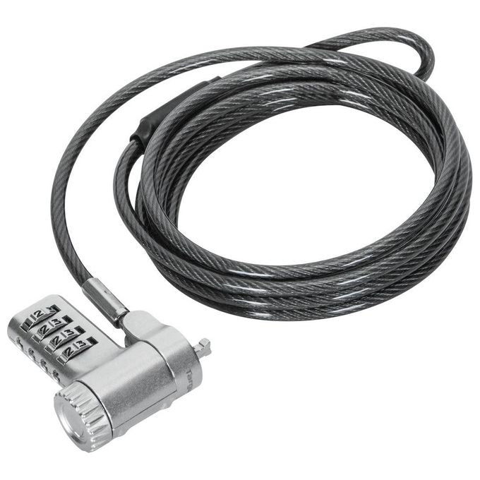Targus ASP96RGL Lucchetto Combinato Universale Reimpostabile 4 Cifre Cavo 2 m in Acciaio Galvanizzato Rotazione Testa 360 Gradi per Laptop Monitor PC colore Argento