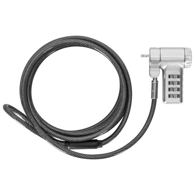 Targus ASP96RGL Lucchetto Combinato Universale Reimpostabile 4 Cifre Cavo 2 m in Acciaio Galvanizzato Rotazione Testa 360 Gradi per Laptop Monitor PC colore Argento