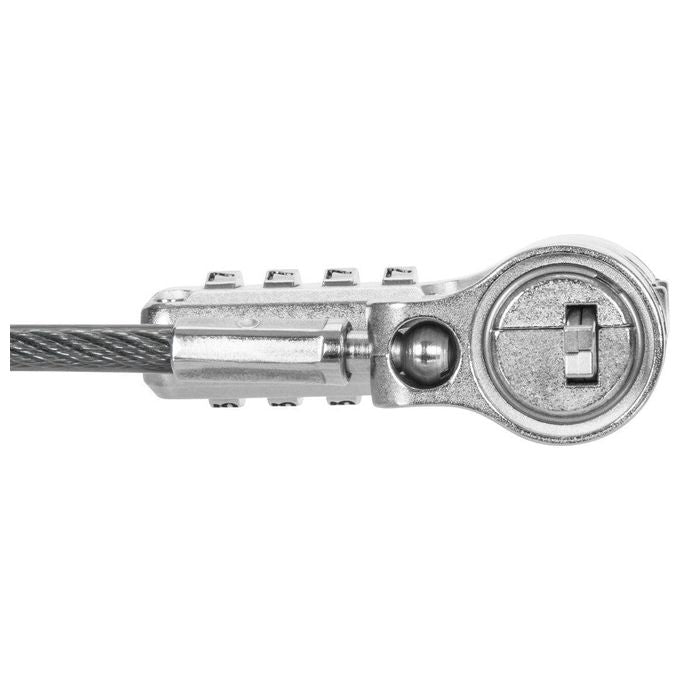 Targus ASP96RGL Lucchetto Combinato Universale Reimpostabile 4 Cifre Cavo 2 m in Acciaio Galvanizzato Rotazione Testa 360 Gradi per Laptop Monitor PC colore Argento