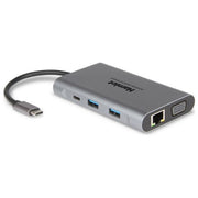 Hamlet HDKC-PD400V Docking Station USB 3.2 Gen 1 Type-C con Power Delivery 85W 3 Porte USB 3.0 HDMI VGA LAN Gigabit colore Grigio