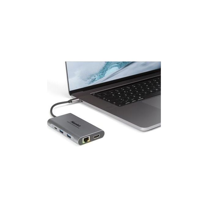 Hamlet HDKC-PD400D Docking Station USB-C Power Delivery 85W Dual Display 4K HDMI DisplayPort 3x USB 3.0 LAN Gigabit colore Grigio