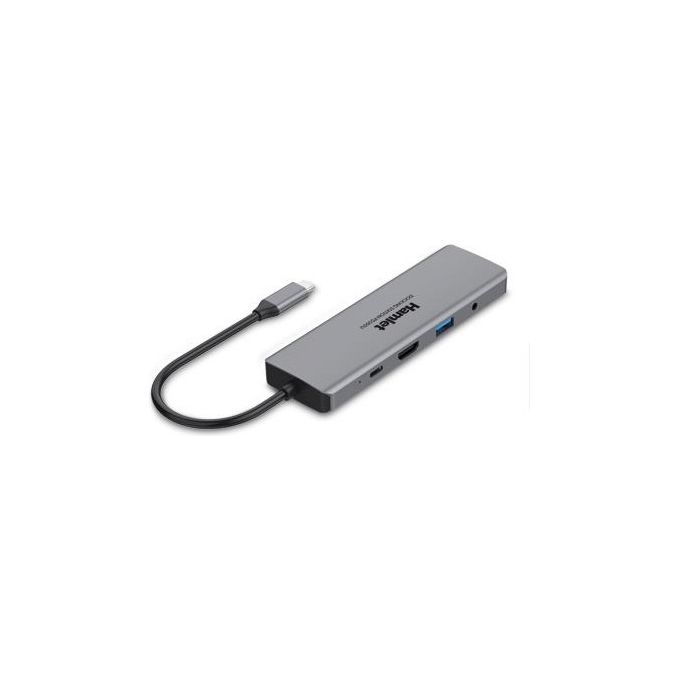 Hamlet HDKC-PD200U Docking Station USB-C Power Delivery 85W 4 porte USB 3.0 HDMI Gigabit Ethernet uscita audio 3.5 mm colore Grigio