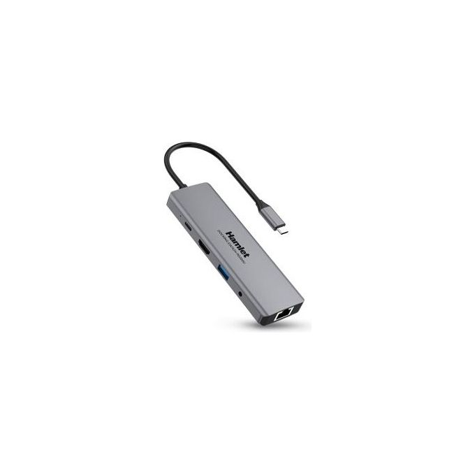 Hamlet HDKC-PD200U Docking Station USB-C Power Delivery 85W 4 porte USB 3.0 HDMI Gigabit Ethernet uscita audio 3.5 mm colore Grigio