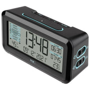 TFA-Dostmann 60.2562.01 Boxx2 Sveglia Digitale Radiocontrollata Display LED 2 Sveglie Temperatura Umidita' Batteria Li-Ion colore Nero