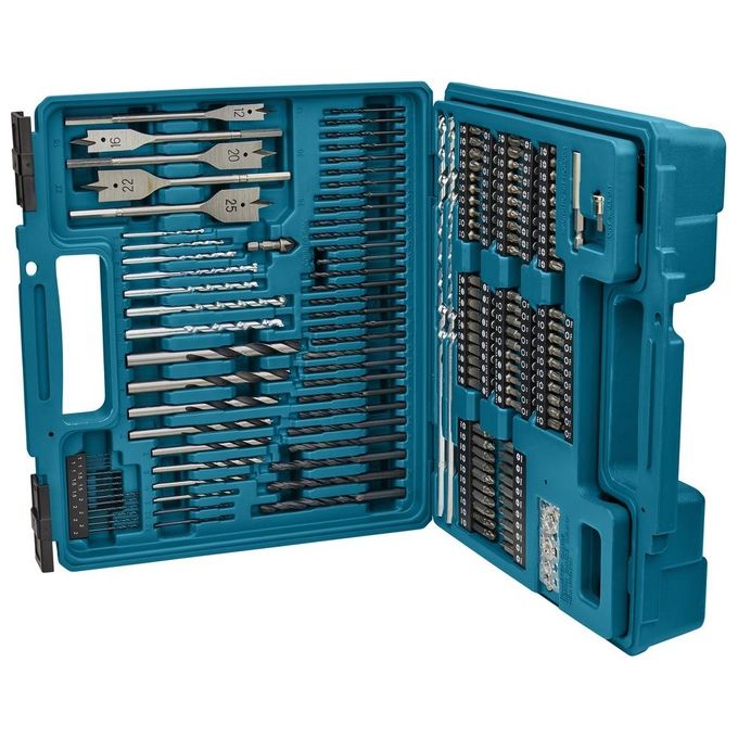 Makita E-11689 Set Punte per Trapano e Avvitatore 256 Pezzi HSS-R Legno Muratura con Accessori colore Nero